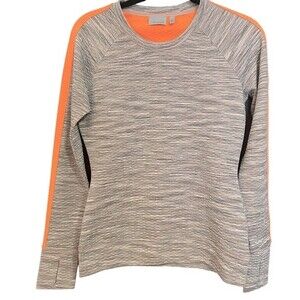 Athleta Snowscape Quilted Grey and Orange Sweatshirt XS